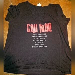 "Cali Tour" Black Graphic Women's Top